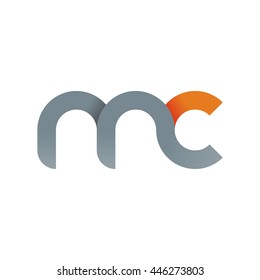initial letter mc modern linked circle round lowercase logo orange gray
