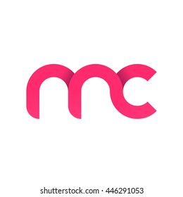 initial letter mc modern linked circle round lowercase logo pink