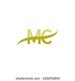 Initial letter MC, overlapping movement swoosh logo, green color on white background