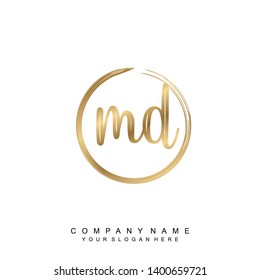 Initial letter MD beautiful handwriting logo vector template