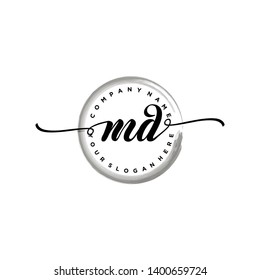 Initial letter MD beautiful handwriting logo vector template