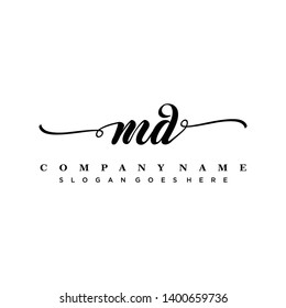 Initial letter MD beautiful handwriting logo vector template