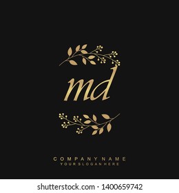 Initial letter MD beautiful handwriting logo vector template