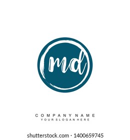 Initial letter MD beautiful handwriting logo vector template