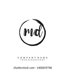 Initial letter MD beautiful handwriting logo vector template