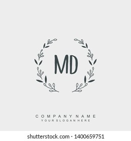 Initial letter MD beautiful handwriting logo vector template
