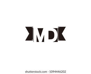 Initial letter md black ribbon logo design