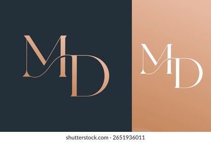 Ilustración vectorial inicial del diseño del logotipo de la letra MD DM para la pareja, la boda, y el negocio