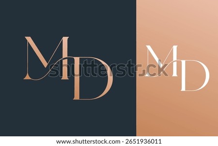 Initial letter MD DM logo design vector illustration for couple, wedding, and business