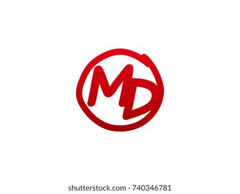 The initial letter MD handwritten logo