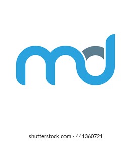 initial letter md linked round lowercase logo blue