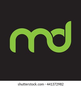initial letter md linked round lowercase logo green