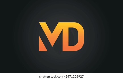 Initial Letter MD Logo Design With Swoosh. Creative And Modern MD Logo Design on Black Background.