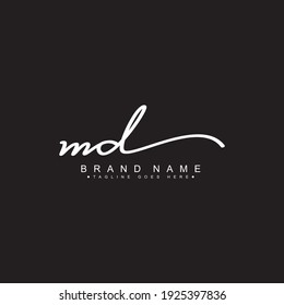 Logotipo de letra inicial MD - logotipo de firma manuscrita