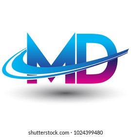 initial letter MD logotype company name colored blue and magenta swoosh design. vector logo for business and company identity.
