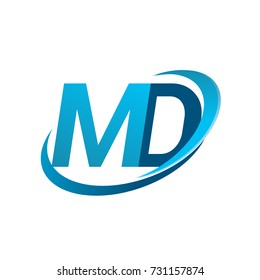 initial letter MD logotype company name colored blue swoosh design concept. vector logo for business and company identity.