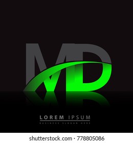 initial letter MD logotype company name colored green and black swoosh design. vector logo for business and company identity.
