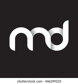 initial letter md modern linked circle round lowercase logo white black