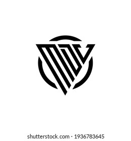 Initial letter MDV triangle monogram cool simple modern logo concept