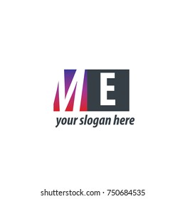 Initial Letter ME Design Logo With Square