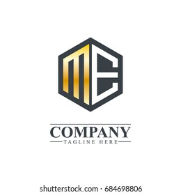 Initial Letter ME Hexagonal Design Logo