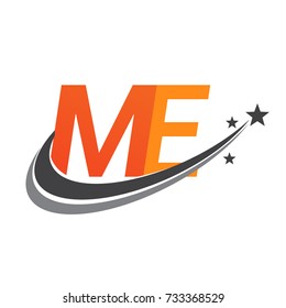 initial letter ME logotype company name colored orange and grey swoosh star design. vector logo for business and company identity.