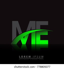 initial letter ME logotype company name colored green and black swoosh design. vector logo for business and company identity.
