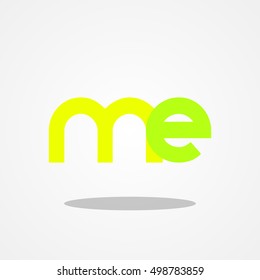 Initial letter ME lowercase logo design template yellow green leaf