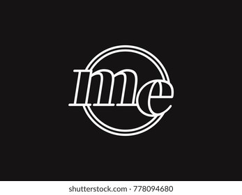 Initial letter me lowercase outline inside the circle logo template white on black background