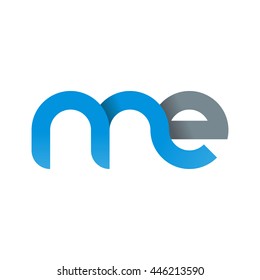 initial letter me modern linked circle round lowercase logo blue gray