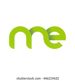 initial letter me modern linked circle round lowercase logo green