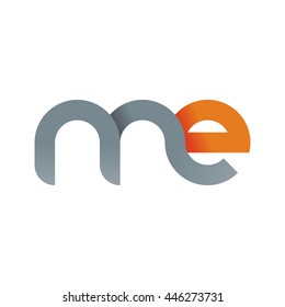 initial letter me modern linked circle round lowercase logo orange gray