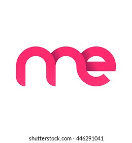 initial letter me modern linked circle round lowercase logo pink