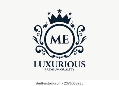 Initial  Letter ME Royal Luxury Logo template in vector art for luxurious branding  vector illustration.