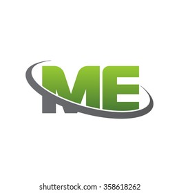 initial letter ME swoosh ring company logo green gray

