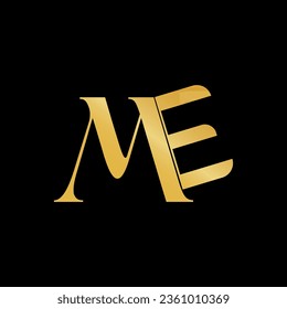 Ursprüngliches Letter Me Uppercase Modernes Logo Design Gold 