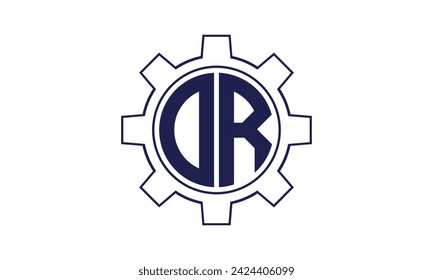 Plantilla del vector del diseño del logotipo del círculo mecánico de la letra inicial OR. industrial, ingeniería, servicio, marca de la palabra, marca de la letra, monograma, construcción, negocio, empresa, corporativo, comercial, geométrico