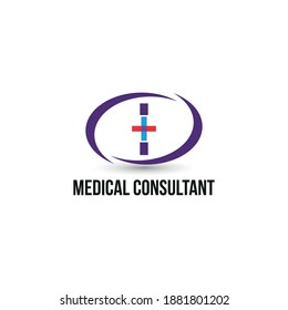 Initial letter I with medical cross icon and loop care symbol for healthy hospital medicine logo design concept vector