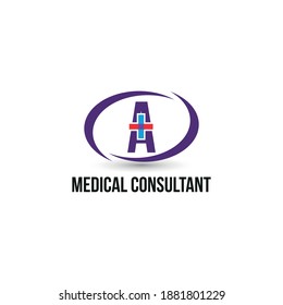 Initial letter A with medical cross icon and loop care symbol for healthy hospital medicine logo design concept vector