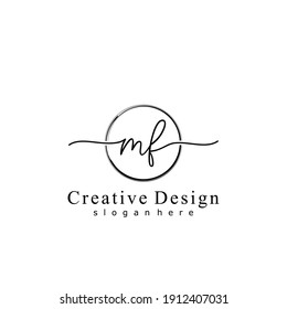 Letra inicial logotipo manuscrito de caligrafía MF. Alfabeto escrito a mano en la plantilla de logotipo. Letras y alfabeto para el diseño de su logotipo.