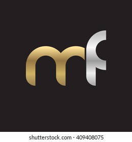 initial letter mf linked round lowercase logo gold silver black background