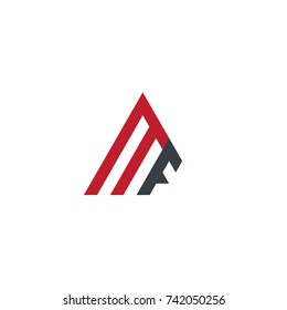 Initial Letter MF Linked Triangle Design Logo
