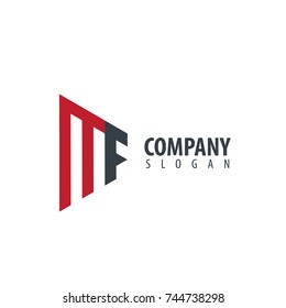 Initial Letter MF Linked Triangle Design Logo