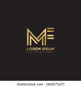 Initial Letter MF linked uppercase overlap modern gold logo vector design template. Suitable for business, consulting group company.