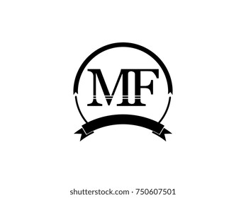 initial letter MF logo monogram retro black