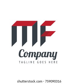 Initial Letter MF Logo With Ribbon Style
