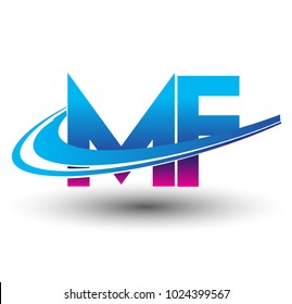 initial letter MF logotype company name colored blue and magenta swoosh design. vector logo for business and company identity.
