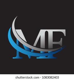 initial letter MF logotype company name colored blue and grey swoosh design. vector logo for business and company identity.