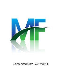 initial letter MF logotype company name colored blue and green swoosh design. vector logo for business and company identity.
