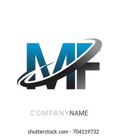 initial letter MF logotype company name colored blue and grey swoosh design. logo design for business and company identity.